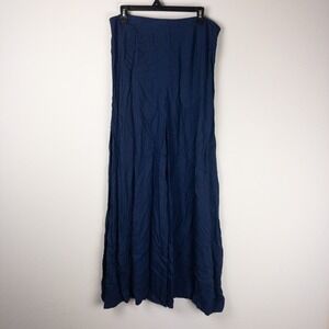 Womens Boho Wide Leg Pants (32x31) Blue Festival Made in USA Side Zip